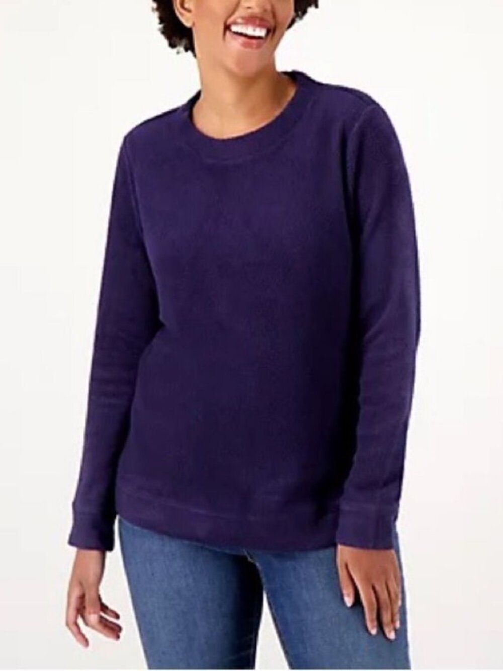 Denim & Co. Comfort Zone Baby Sherpa Crewneck Pullover